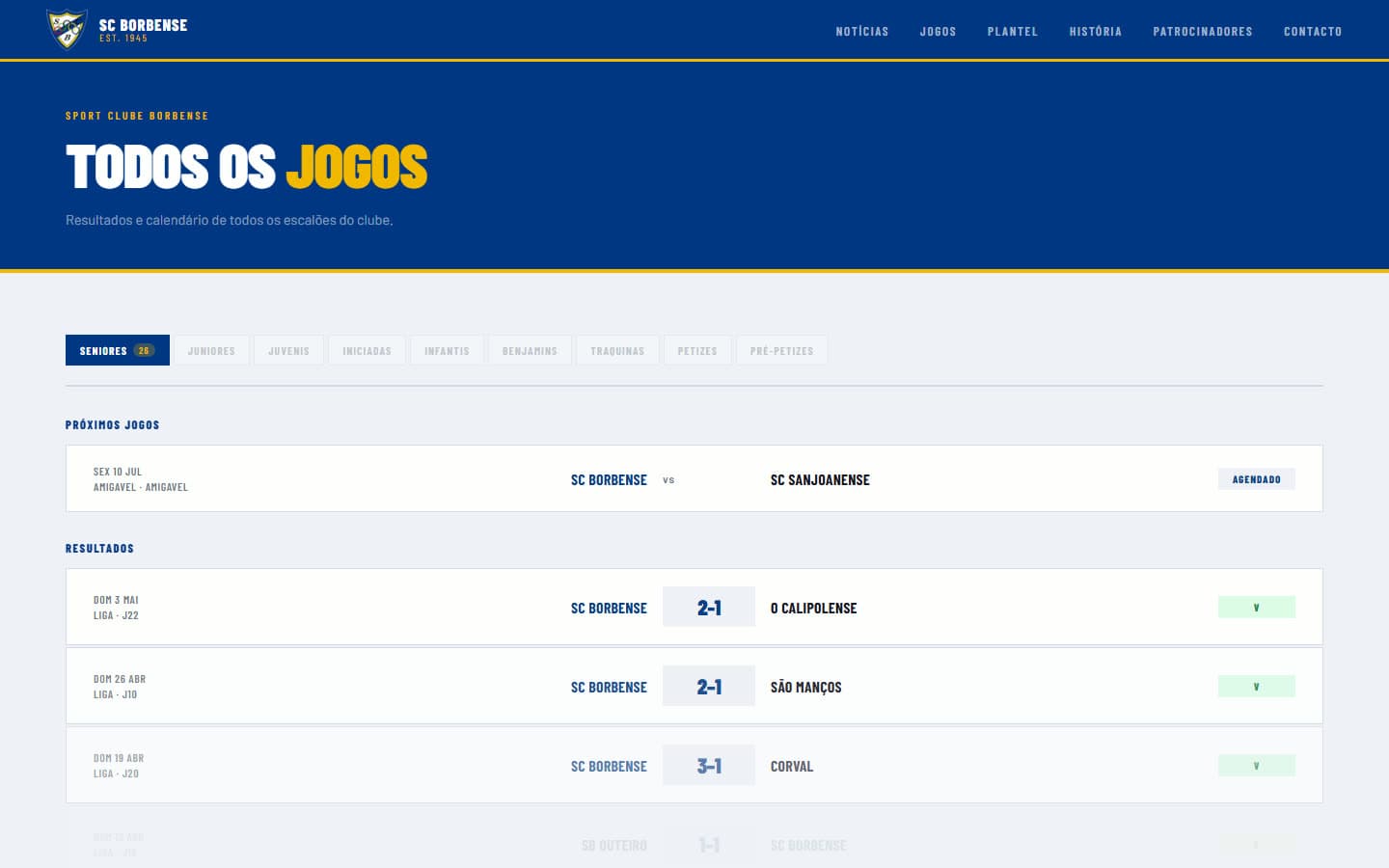 SCBorbense fixtures page